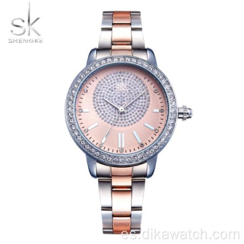 shengke k0075 fashion diamond steel belt señoras reloj ventas directas de fábrica 2021 nuevo
